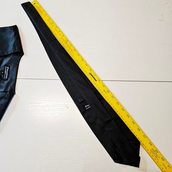 Ferrecci Uomo Mens Black Diamond Vest Tie Bowtie Set Size M 3716 - Picture 10 of 12